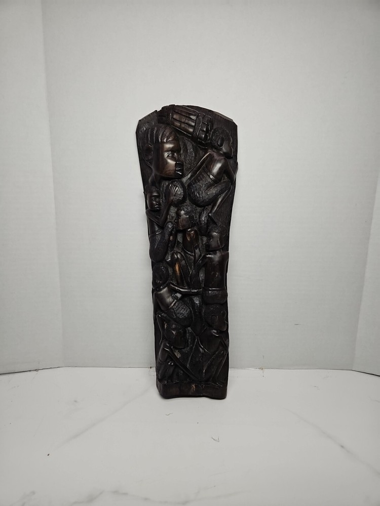 African Makonde Tree of Life Hand Carved Ebony Wood Statue 17 inches