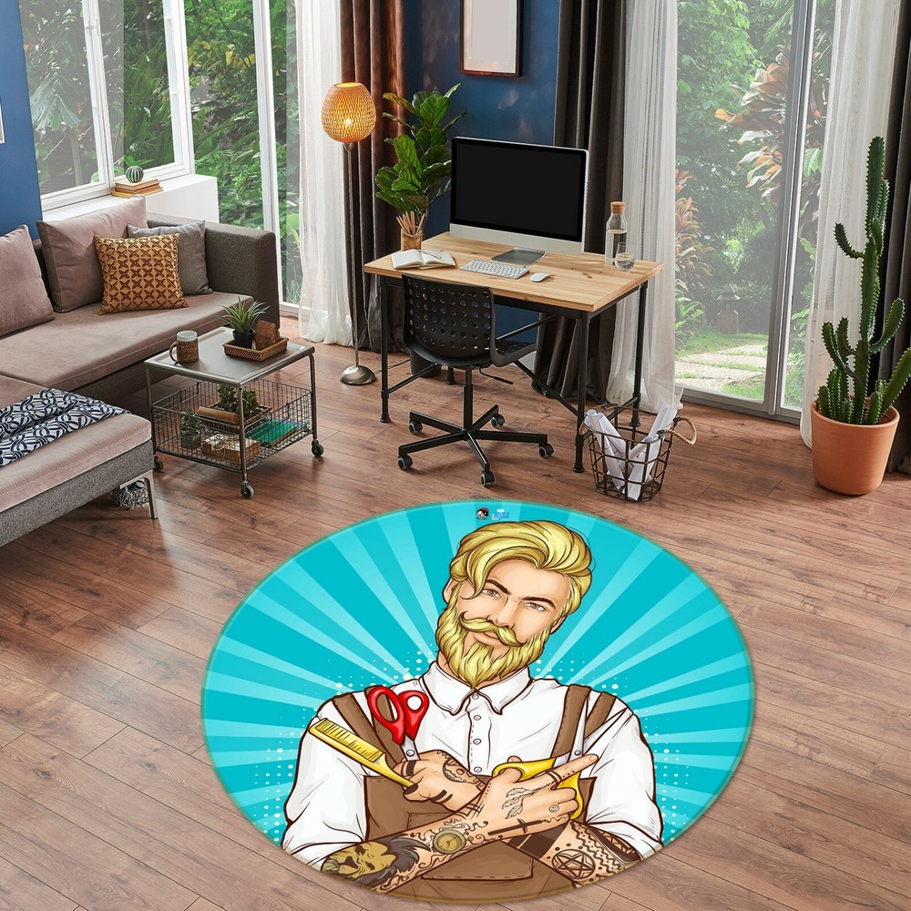 3D Hair Salon Barber Shop NAO10144 Game Rug Mat Elegant Photo Carpet Mat Fay