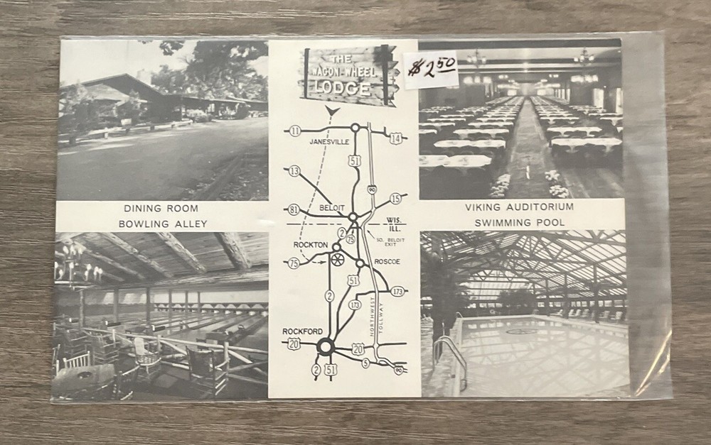 ROCKTON Illinois IL Wagon Wheel Lodge Postcard