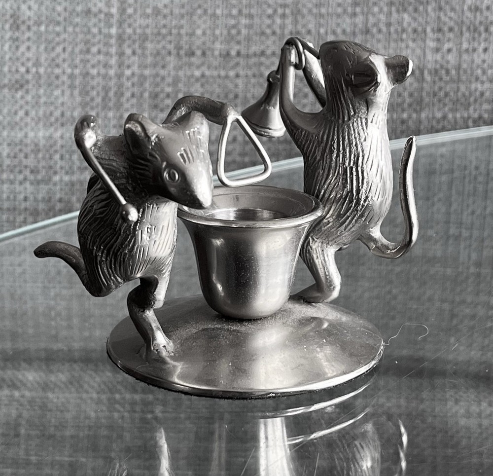 American Retold Dancing Musicians Pewter Candle Holder