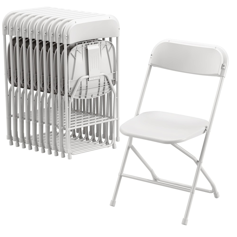 Allpop 10-Pack Heavy-Duty Plastic Folding Chairs, 300lb Capacity, Portable Stackable for Events
