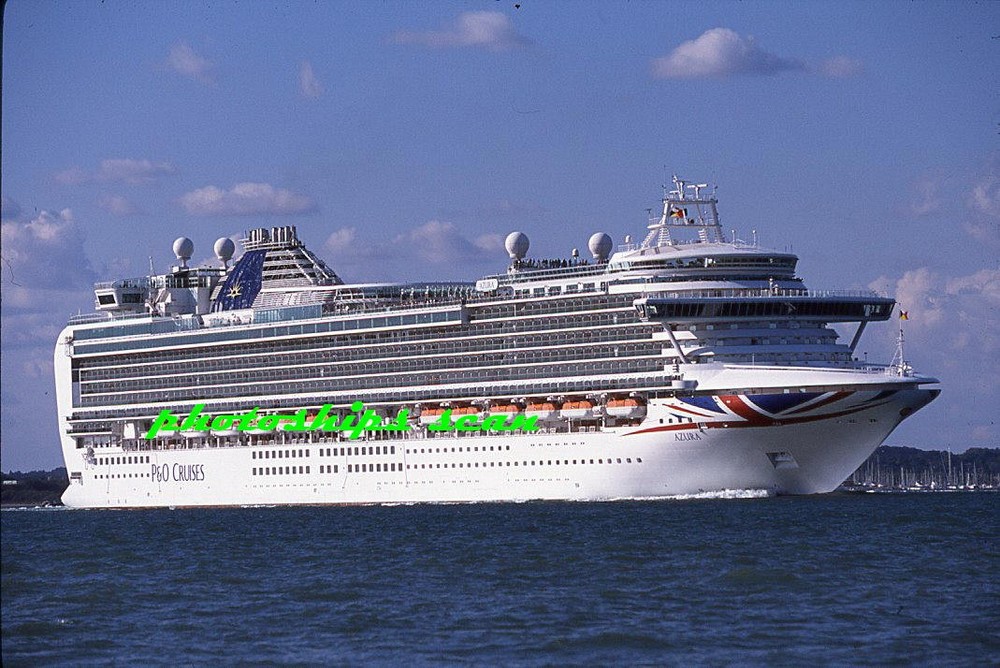 1  slide of British-flag P&O Cruises 2010-built cruise ship AZURA