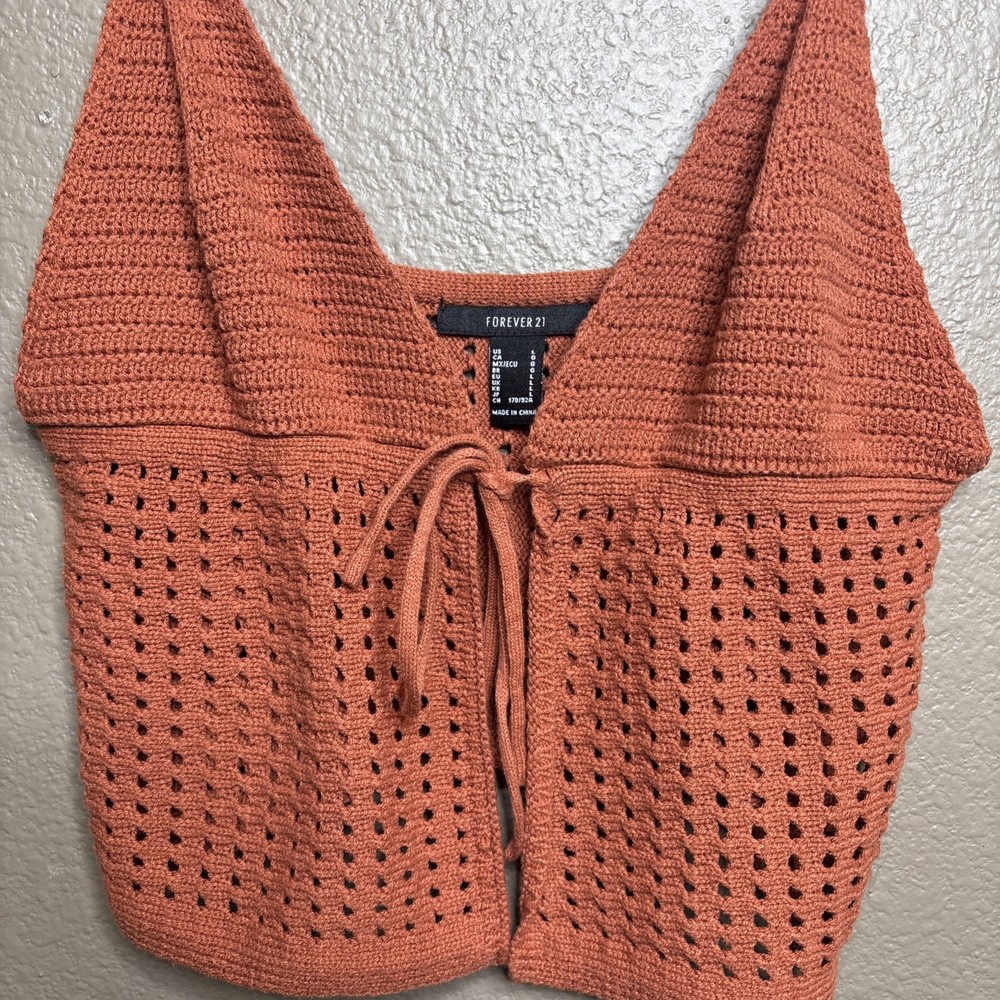 Woman brown Flowy Crochet & Lace Tank Top Cami Large Boho Hippie fairy beach