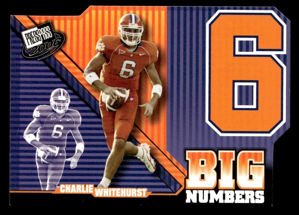 Charlie Whitehurst 2006 Press Pass Big Numbers Die Cut Card #BN4 Clemson Tigers