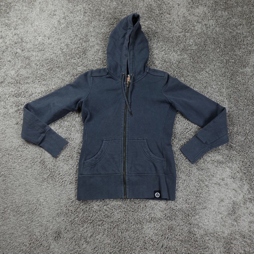 American Giant Jacket Womens XS Washed Gray Full Zip Pockets Made In USA Hooded