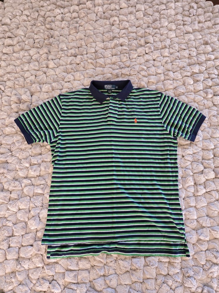 Vintage Polo Ralph Lauren Striped Color Block Multicolor Polo Shirt Size XL