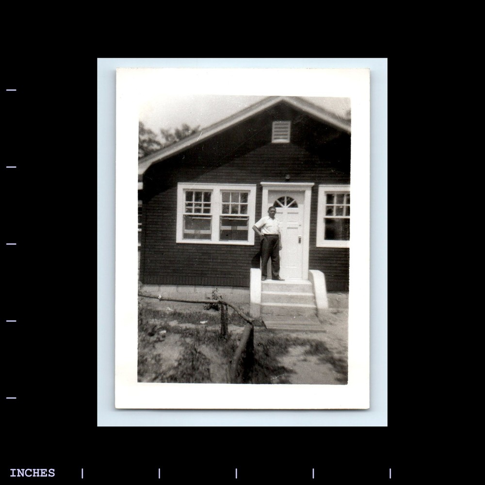 Old Vintage Photo MAN STANDING OUTSIDE HOUSE