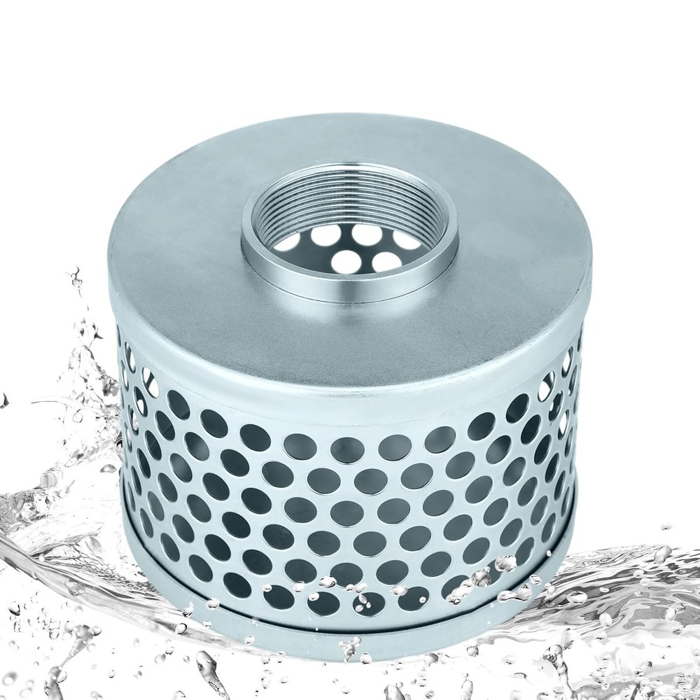 2 Inch Round Hole Suction Strainer Filter Carbon Steel Plated Npt Thread Hose...