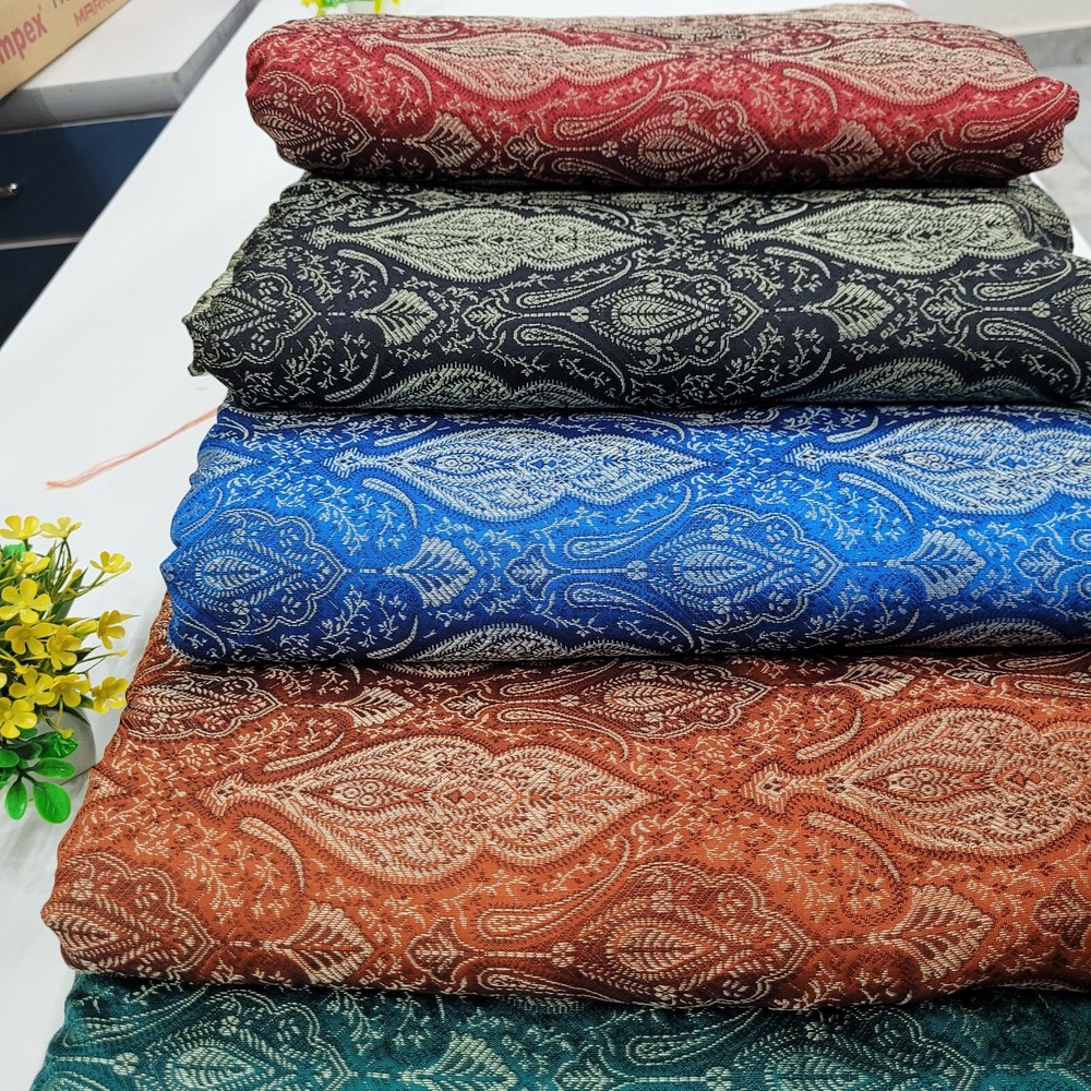 Blue Gold Green brocade upholstery fabric by the yard jacquard fabric for dress