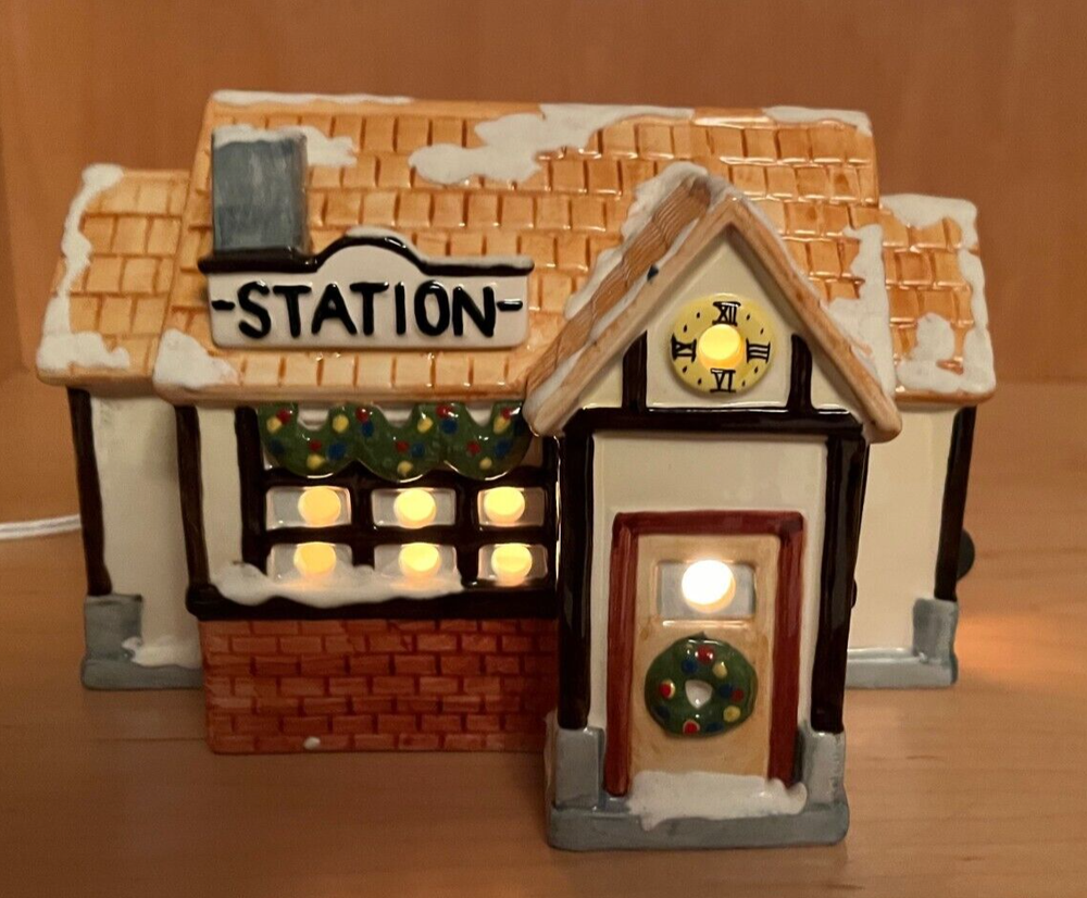 Department 56 Village Train Station Christmas Collectible Without Box  