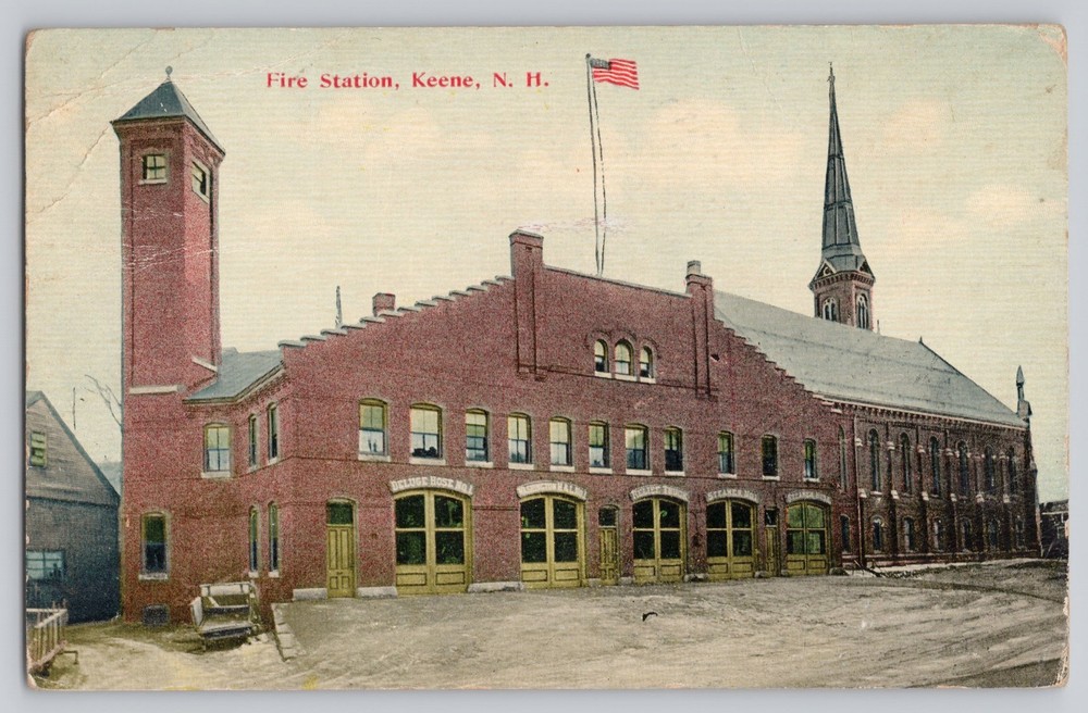 Fire Station Keene New Hampshire NH 1911 Antique Postcard