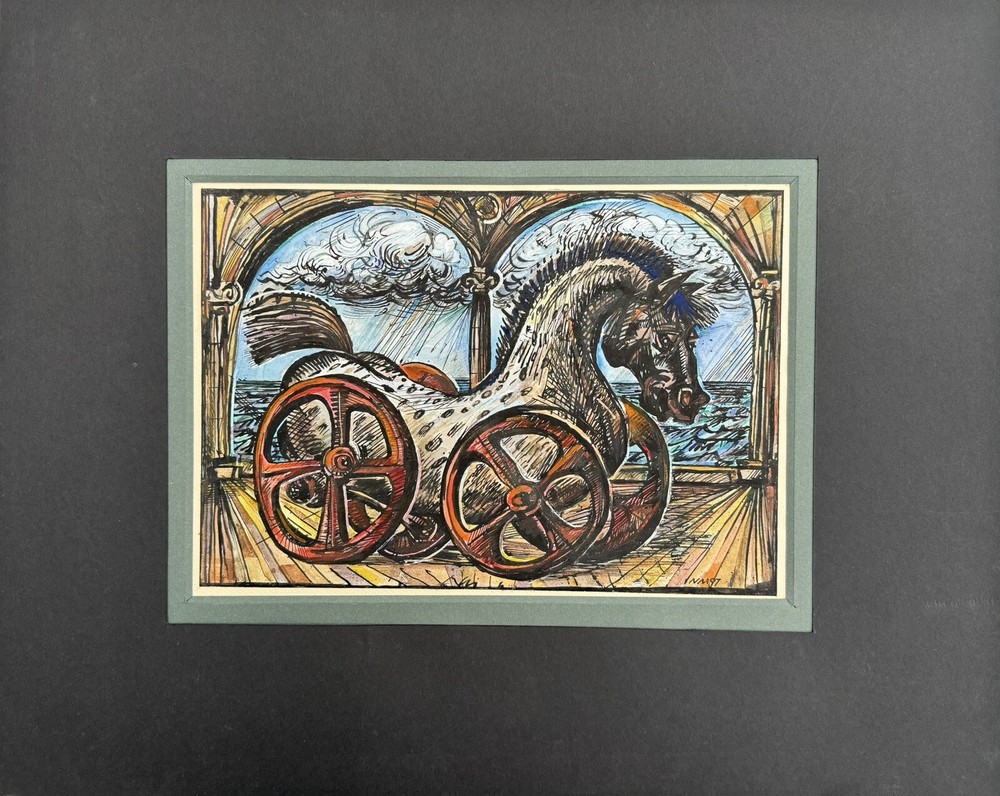 Original Russian Abstract Composition, Graphics, Postmodernism, Signed.-image