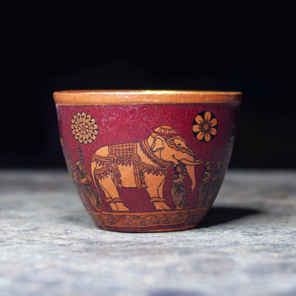 Clay Pottery Vase Miniature Asian Museum Replica Uniqe Decorative Collectible -S
