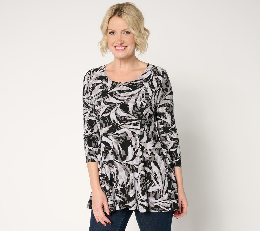 Women Control Women's Top Sz L Como Jersey Godet Multi-colored A678114