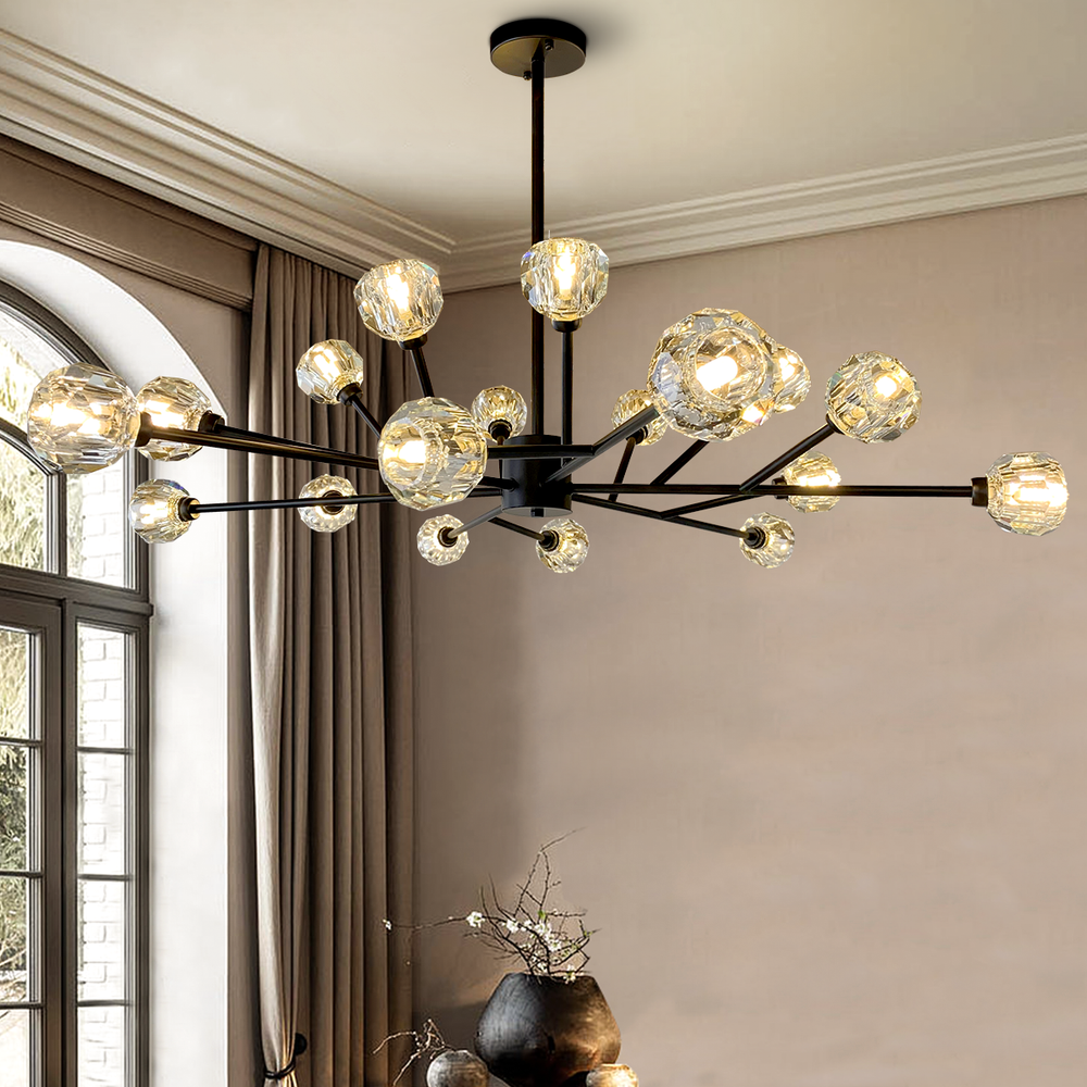 Modern Crystal Flush Mount Ceiling Light Sputnik LED Chandelier Pendant Fixture