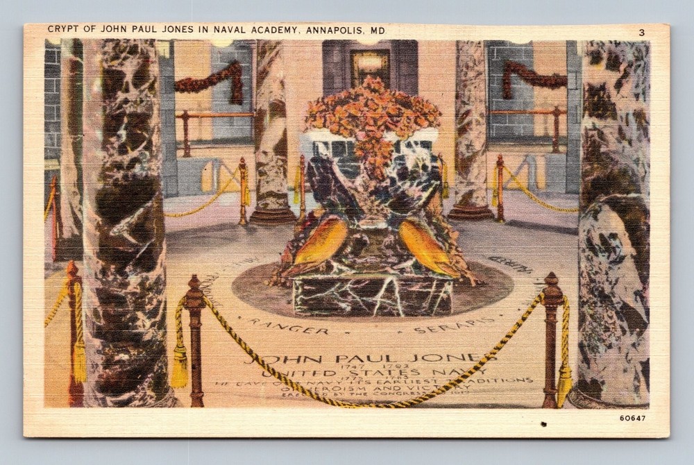 Vintage Linen Postcard Crypt of John Paul Jones Naval Academy MD