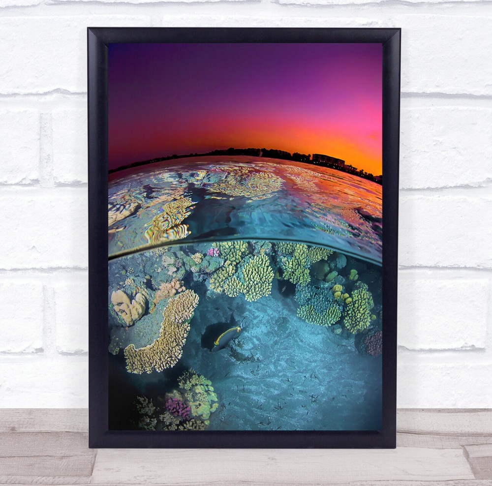 Underwater Dusk Sea Oceanic Colourful Colourful Building Water Wall Art Print