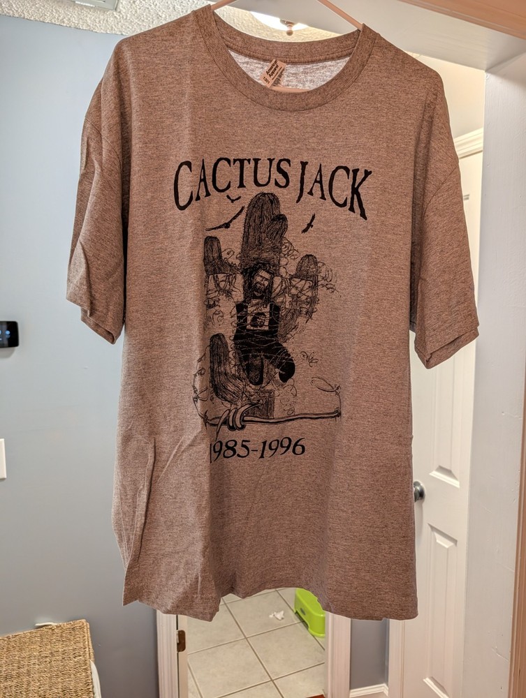 Cactus Jack Mick Foley Hardcore XL Shirt T-Shirt Gray WWF WCW WWE NJPW ECW