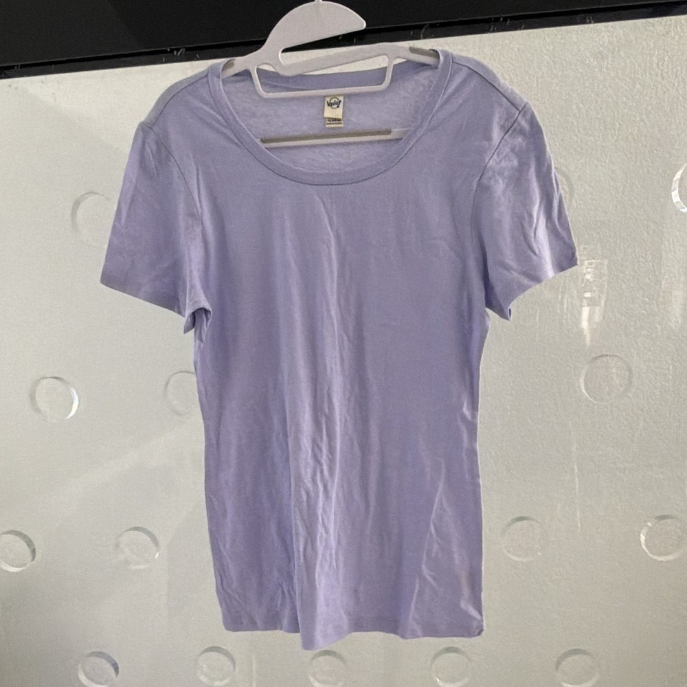 kavio! Purple Solid Round Neck Short Sleeve Knit T-Shirt Women's XL Regular