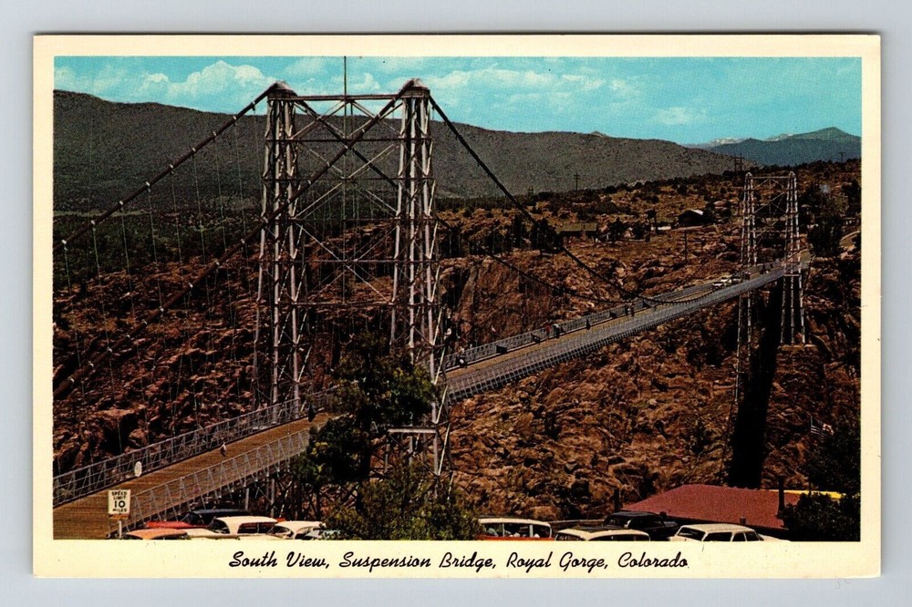 Royal Gorge CO-Colorado South View Suspension Bridge Aerial Vintage Postcard