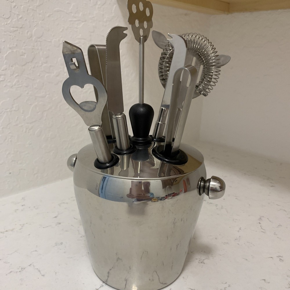 Barware,  7 Piece Silver Tool Set.