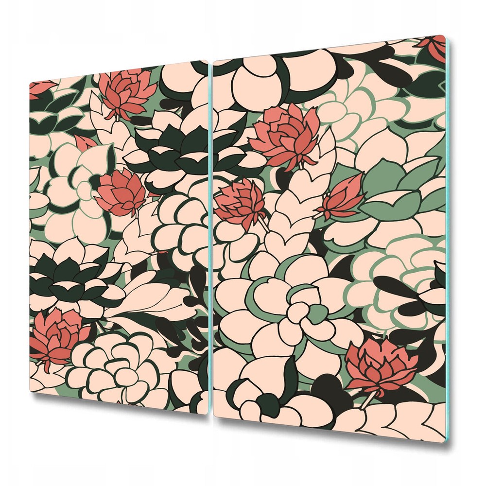 Glass Surface Protector Succulent floral Colourful Green cover 2x30x52