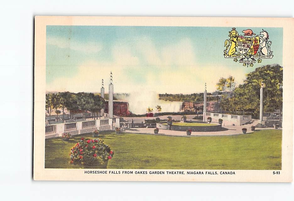 Postcard Horseshoe Falls from Oakes Garden Theatre Niagara Falls Ontario Canada