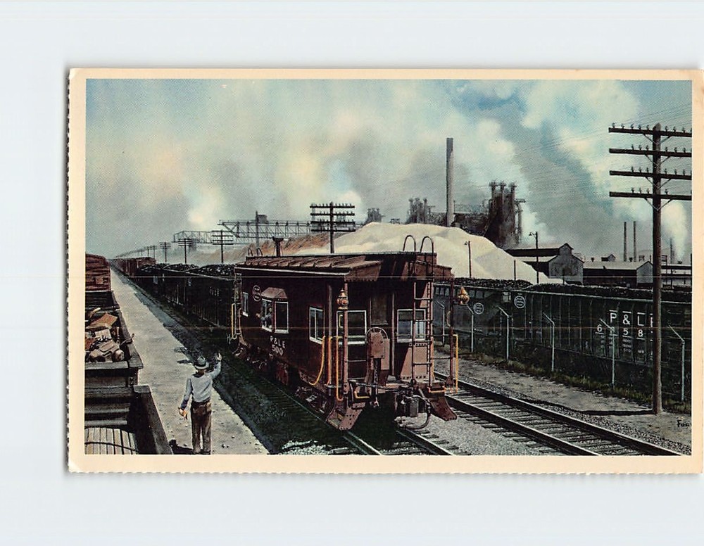 Postcard Pittsburgh & Lake Erie Railroad Company Aliquippa Yard Pennsylvania USA