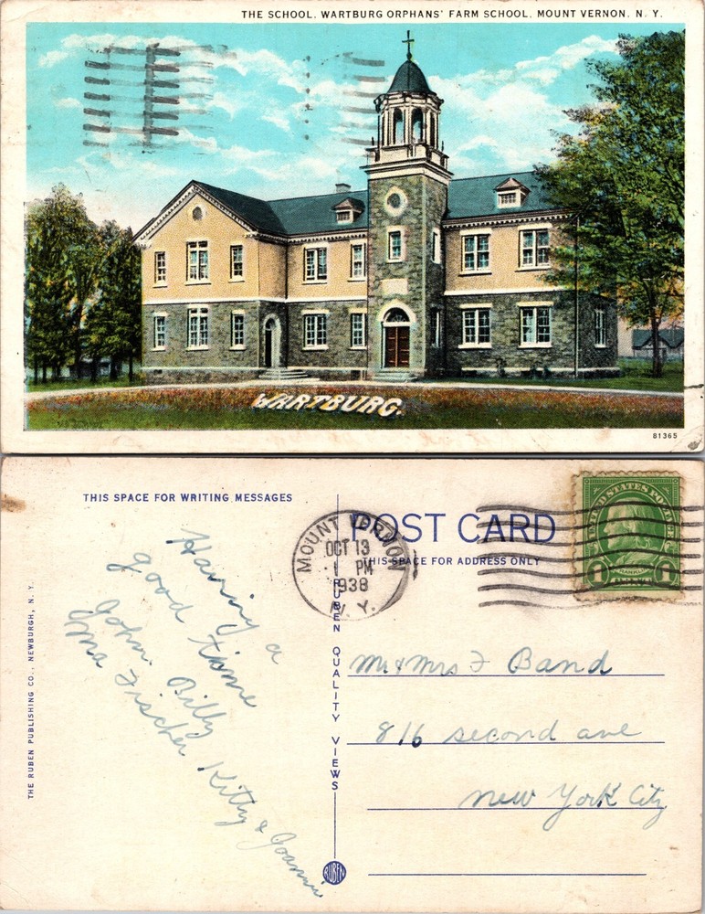 Wartburg Orphans Farm School Mount Vernon NY Postcard