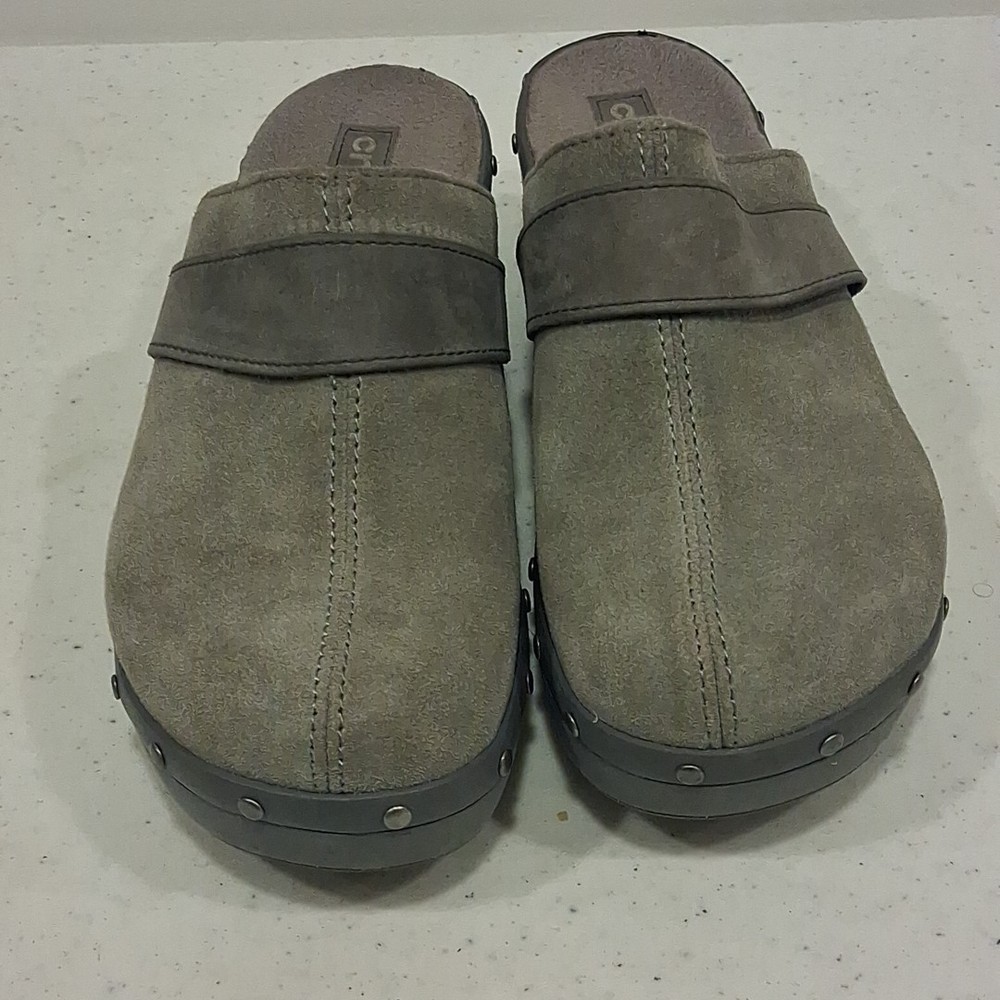 Crocs Women’s Cobbler Clogs Gray Mules Suede Slip On Comfort Size 9