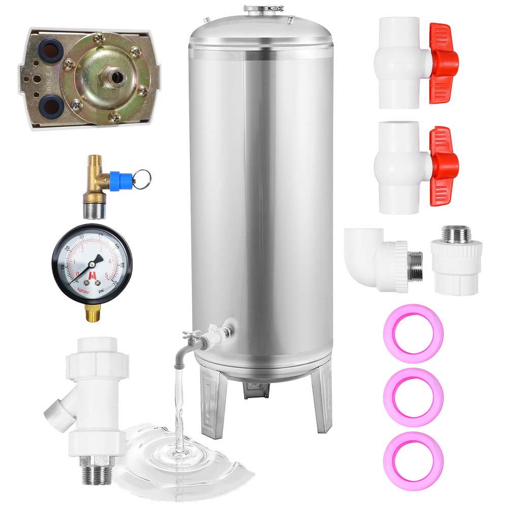 26.4-53 Gal Pressurized Well Tank Stainless Steel Water Pressure Tank For Well
