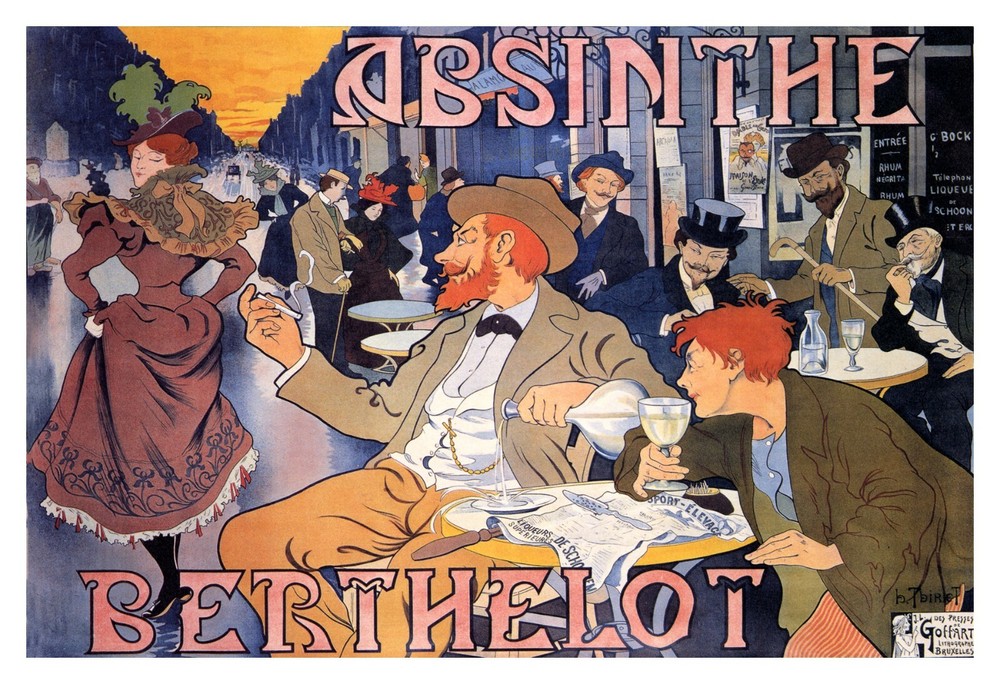 Absinthe Berthelot Belle Epoque Artists Paris 1898 Vintage Poster Repro FREE S/H-image