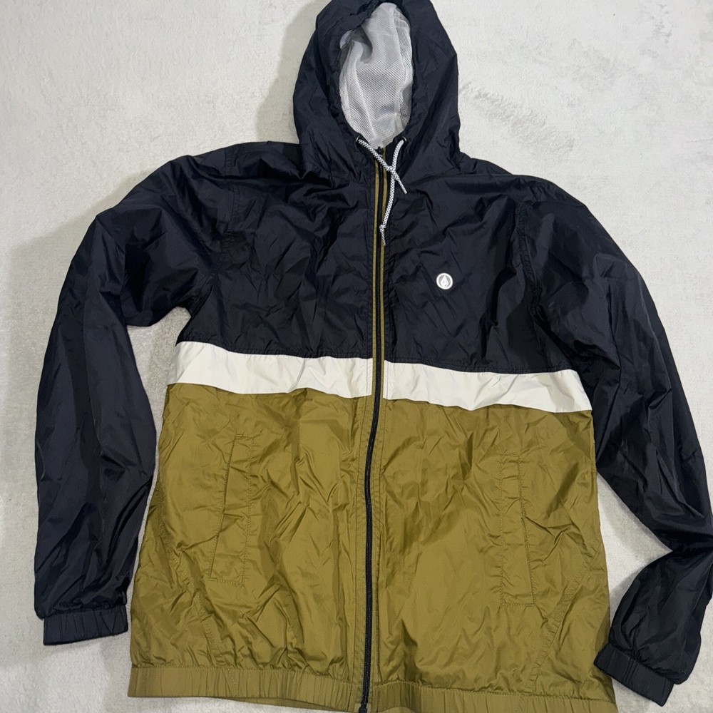 Volcom Rain Jacket Mens Medium Pullover Water Resistant 1/2 Zip Mesh Lined