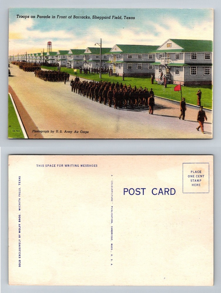 Wichita Falls, TX-Texas, Troops Parade Barracks Sheppard Field Vintage Postcard