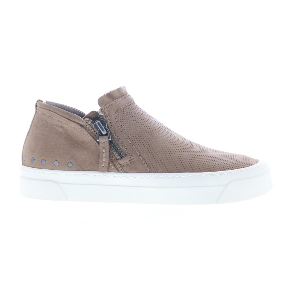 Miz Mooz Arret Womens Brown Leather Zipper Lifestyle Sneakers Shoes