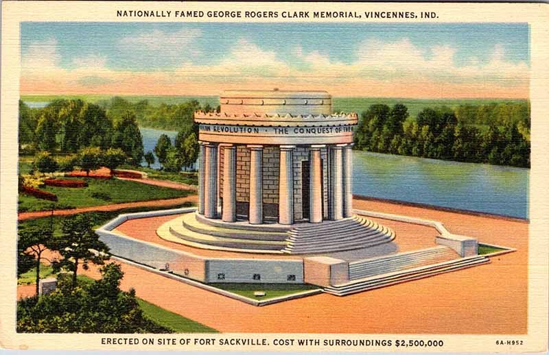 Postcard MONUMENT SCENE Vincennes Indiana IN m/09 AN9090