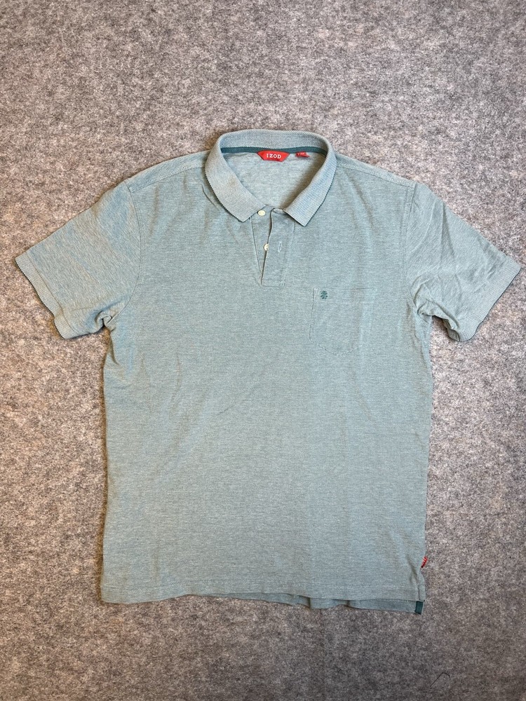 izod Light green button up Men’s Polo T-Shirt Sz L