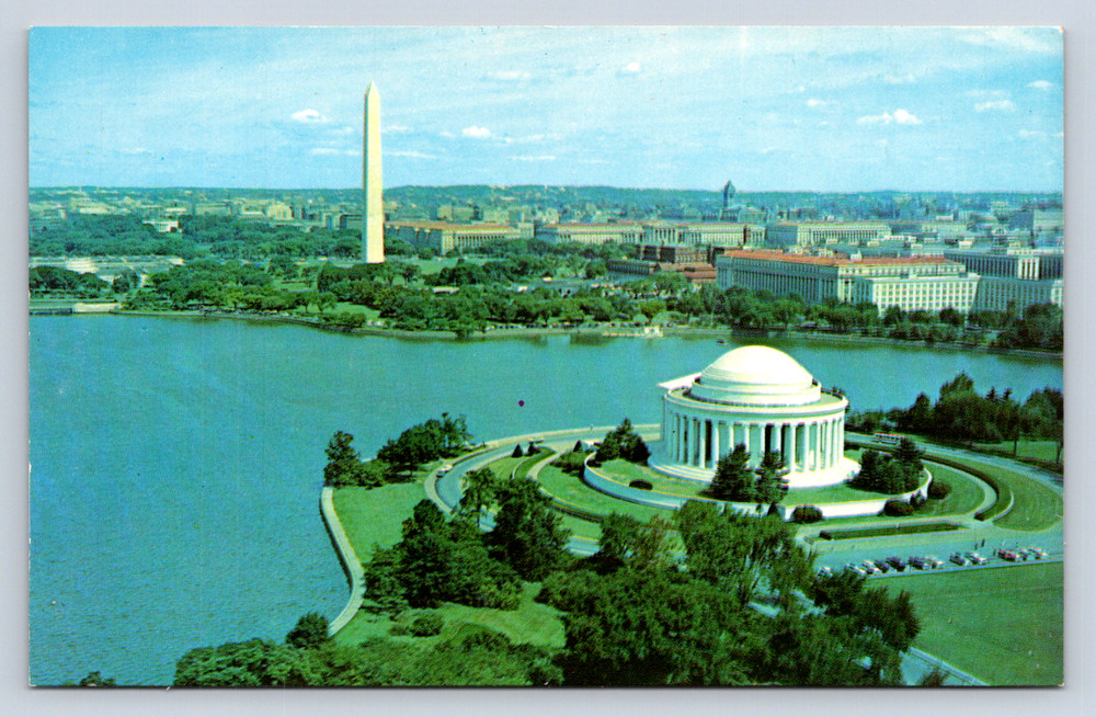 Vintage Postcard Panorama View Washington DC Thomas Jefferson Memorial