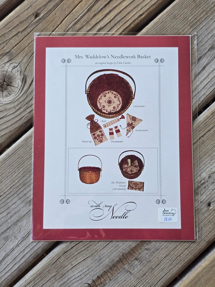 With My Needle - Mrs. Waddelow's Needlework Basket - Cross Stitch Pattern