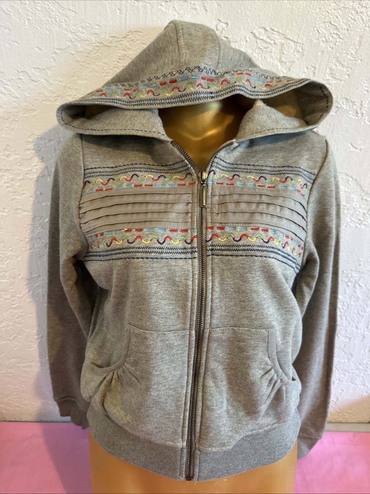 Y2K Tan Hoodie Full Zip Flying Tomato Size Small