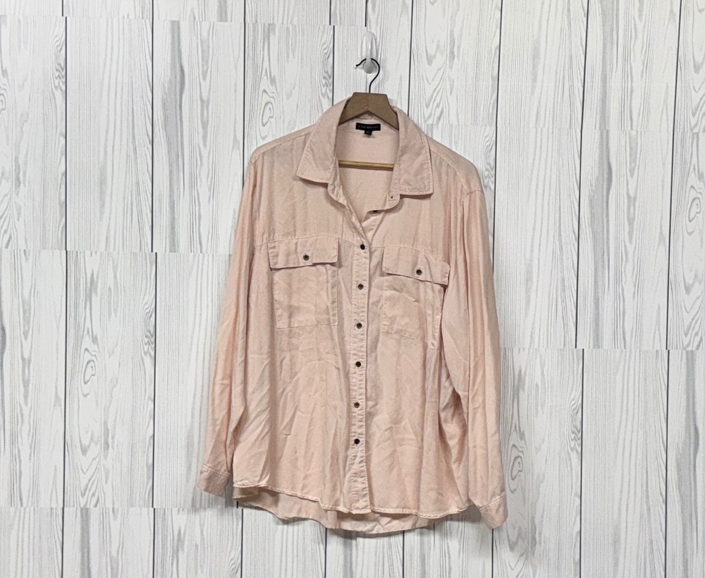 Lane Bryant shirt womens size 18/20 button up long sleeve solid white