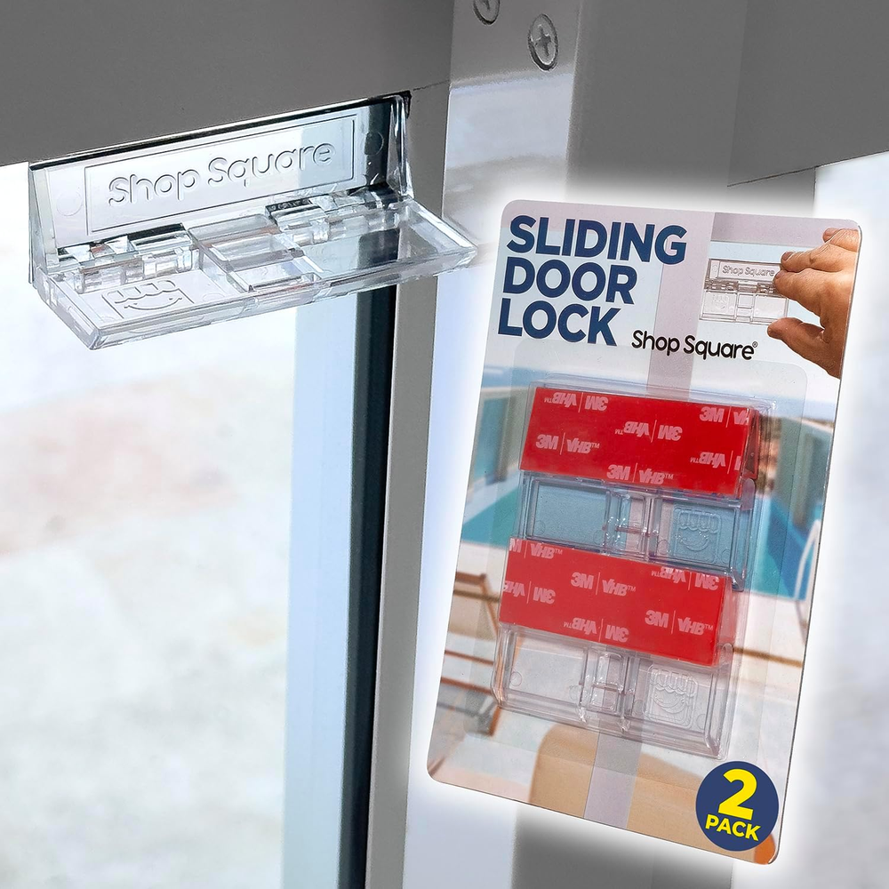 Sliding Door Lock for Home Safety - 2 Pack Sliding Window Locks, Sliding Glass D
