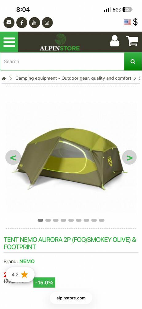 Nemo Aurora 2 Person Backpacking Tent