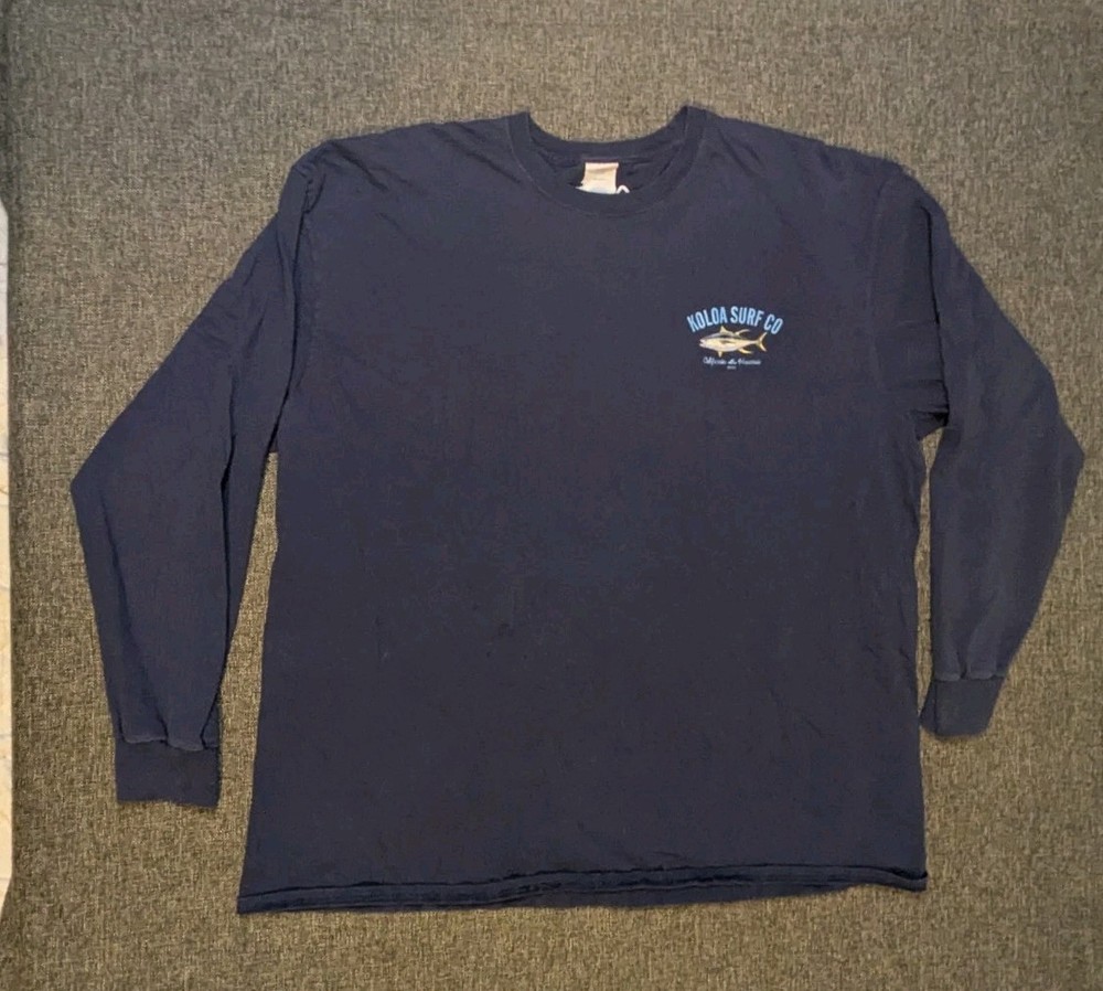 Koloa Surf Long Sleeve T Shirt Mens 3XL Navy Blue Surfboard Graphic Hawaii Tee