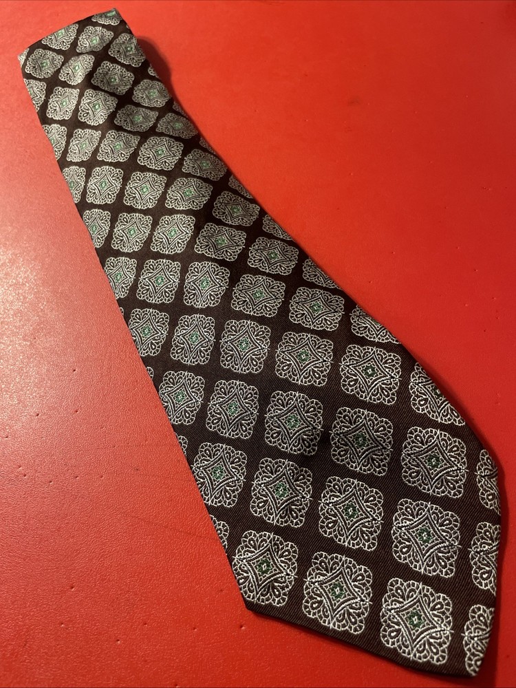 Vintage EUC 60s 70s L.S. Ayres Rhodia Acetate Geometric Foulard Tie Mod Necktie