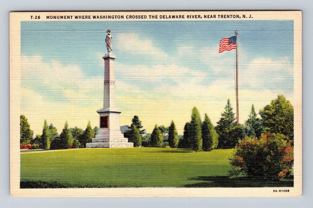 Trenton NJ-New Jersey, Monument Where Washington Crossed Vintage Postcard