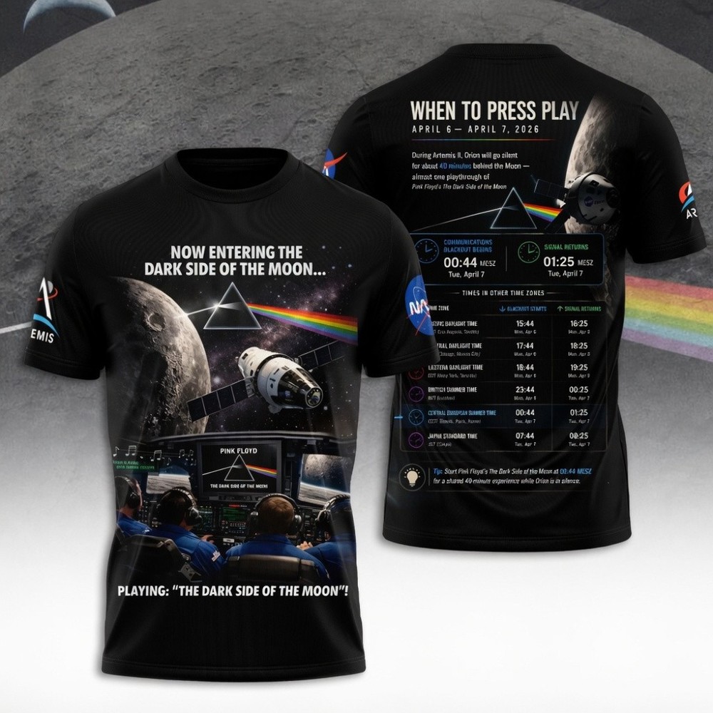 Pink Floyd x Artemis II The Dark Side of the Moon 3D T Shirt Unisex S-5XL