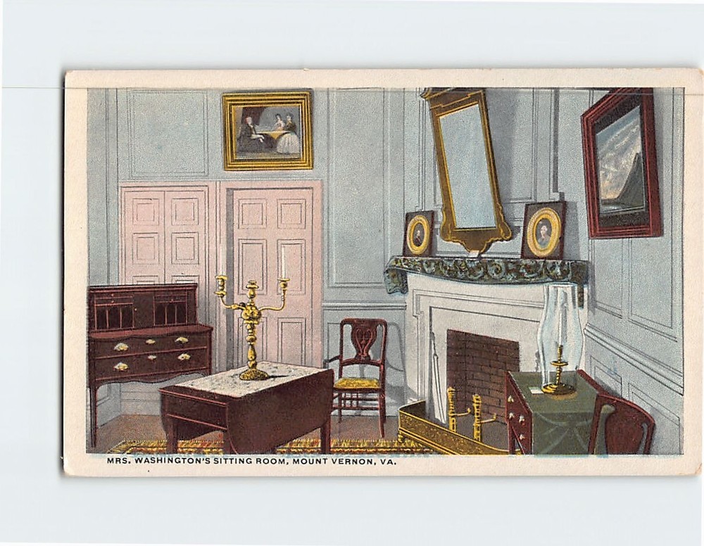 Postcard Mrs. Washington's Sitting Room Mt. Vernon Virginia USA