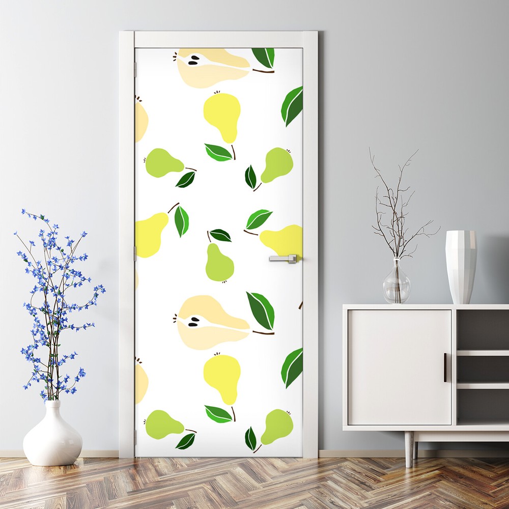 Bubble-Free Yellow Pear Door Decal Reusable Self-Adhesive Peel & Stick  