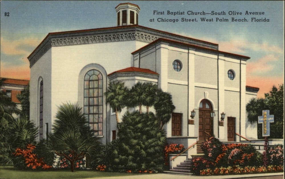 First Baptist Church West Palm Beach Florida vintage postcard q848
